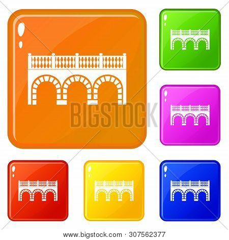 Arch Bridge Icons Set Collection Vector 6 Color Isolated On White Background
