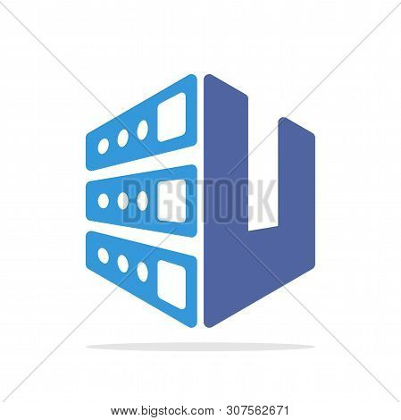 Initial Logo Icon For Web Hosting Business With Initial Details Of Letter U