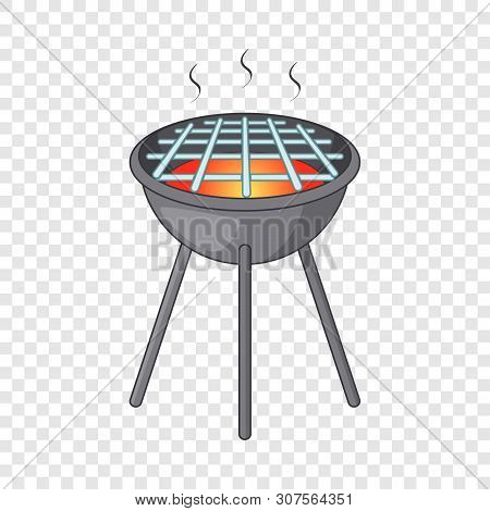 Bbq Grill With Fire Icon. Cartoon Illustration Of Bbq Grill With Fire Vector Icon For Web