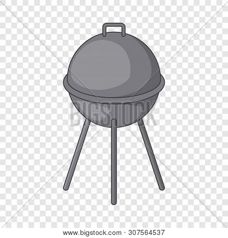 Kettle Barbecue Grill With Cover Icon. Cartoon Illustration Of Kettle Barbecue Grill With Cover Vect