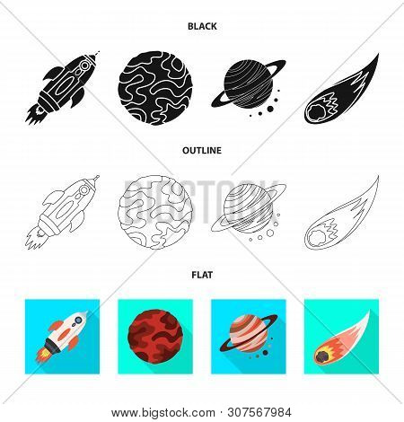 Vector Design Of Astronomy And Technology Logo. Set Of Astronomy And Sky Stock Vector Illustration.