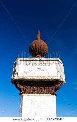 The Montarrenti Column Is A 1840 Road Sign Built By Leopold Ii, Grand Duke Of Tuscany, Italy