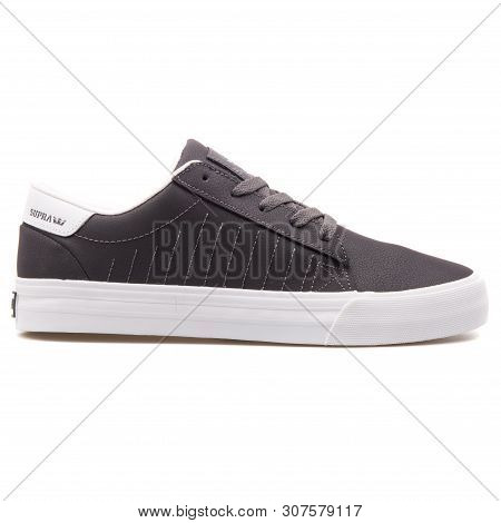 Vienna, Austria - August 25, 2017: Supra Belmont Black And White Sneaker On White Background.