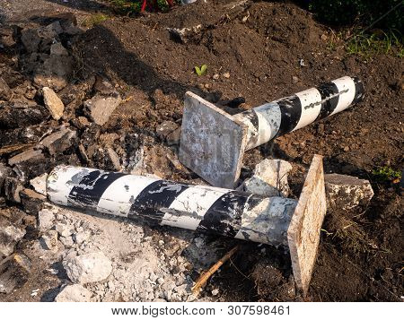 The Road Repairing Works With Jackhammer. Machine Drills Asphalt