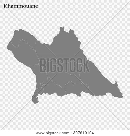 High Quality Map Of Khammouane Is A Province Of Laos, With Borders Of The Districts