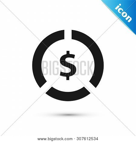 Black Coin Money With Dollar Symbol Icon Isolated On White Background. Banking Currency Sign. Cash S