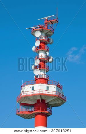 Top Of A Modern Radio Tower Close Up