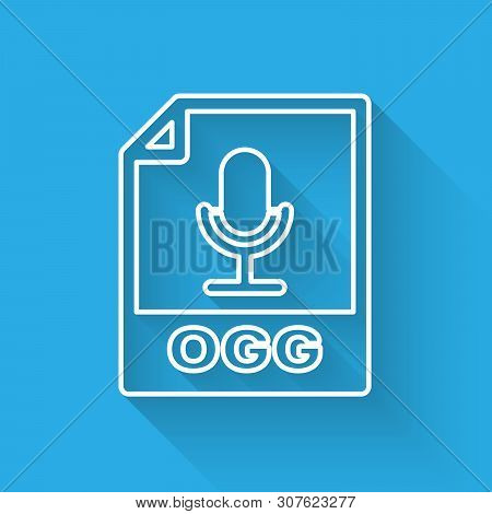 White Ogg File Document Icon. Download Ogg Button Line Icon Isolated With Long Shadow. Ogg File Symb