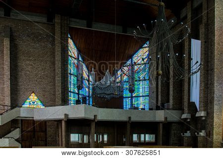 Rypin, Poland - 2018.04.26: Inside The Church Of The Sacred Heart Of Jesus, Rypin, Poland