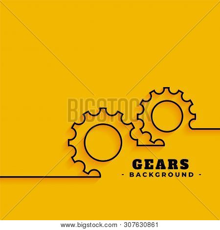Line Gears Symbols On Yellow Background Vector Illustration