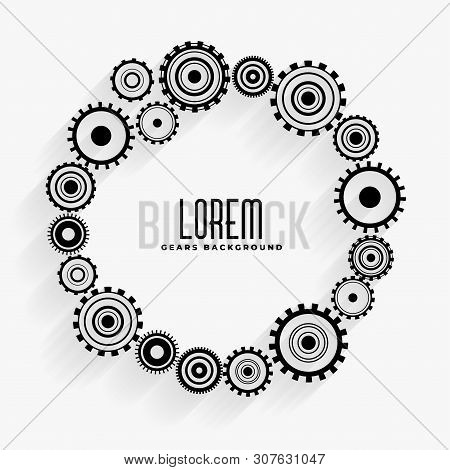 Gears Frame Background With Text Space Vector Illustration