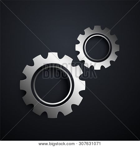 Two Metallic Gears Setting Background Vector Illustration