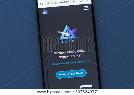 Kyrenia, Cyprus - June 21, 2019: Beam Cryptocurrency Website Displayed On Smartphone Screen. Beam Is