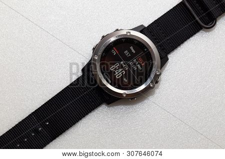 Labuan,malaysia-june 19,2019:photo Of  Garmin Fenix 3 Sports Wristwatch In Shop Of Labuan,malaysia.i