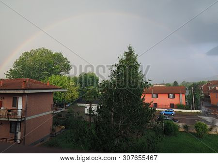 Rainbow Caused By Reflection, Refraction And Dispersion Of Sun Light In Rain Water Droplets, Resulti