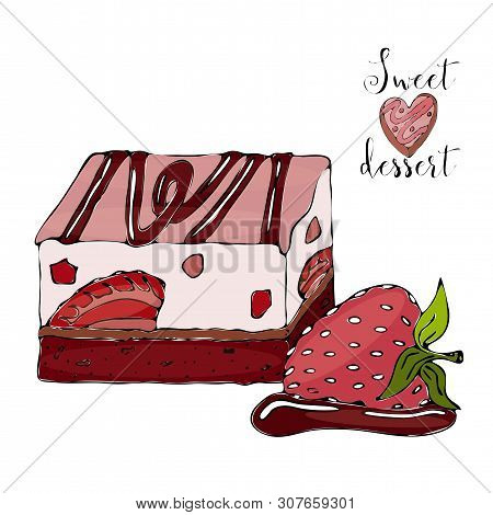 Vector Isolated Cake Or Cupcake, Dessert Coloring