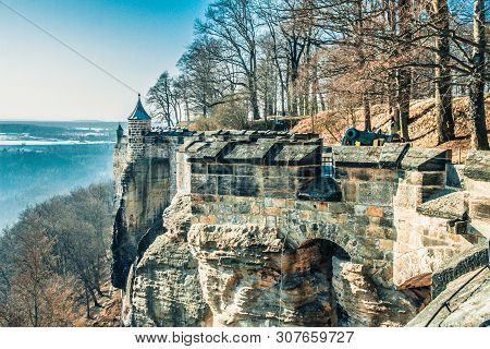 The Historic Old Fortress Koenigstein In Saxony