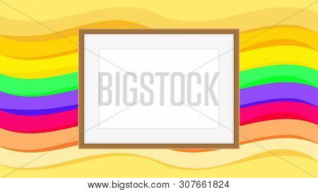 Rectangle Frame Empty On Colorful Rainbow Background, Picture Frames On Colorful Fashionable, Blank 