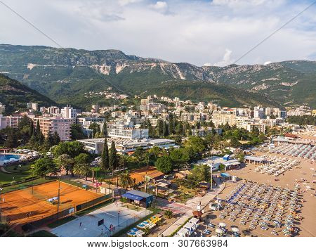 Becici, Montenegro - June 11.2019. View Of Hotels In Popular Resort Village Of Becici