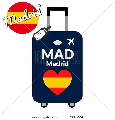Luggage With Airport Station Code Iata Or Location Identifier And Destination City Name Madrid, Mad.