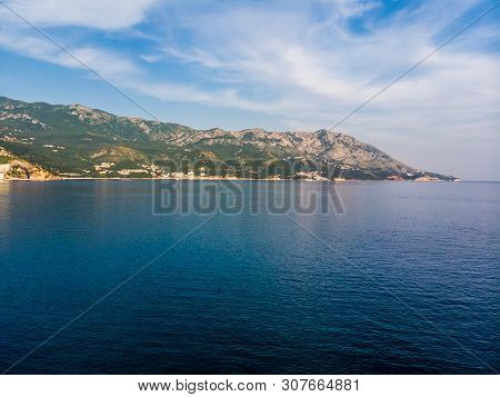 View Of The Villages Of Rafailovici And Becici From The Sea, Montenegro