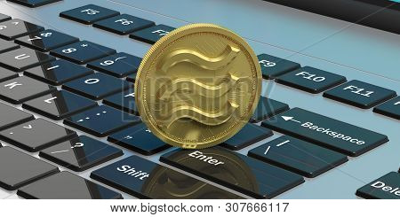 Libra Virtual Currency On Computer Keyboard Background. 3D Illustration