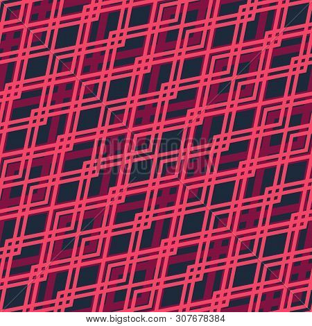 Abstract Geometric Seamless Pattern. Simple Vector Background. Ornament With Diamond Grid, Rhombuses