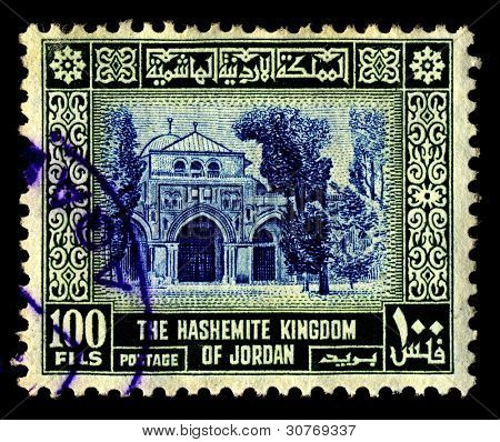 Jordanien-ca. 1954:A Stempel gedruckt ist Jordan zeigt Bild der Al-Aqsa-Moschee auch bekannt als al-Aqsa,