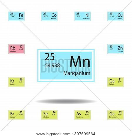 Periodic Table Element Manganium Color Icon. Set Of Chemical Sign Color Icon. Signs And Symbols Coll