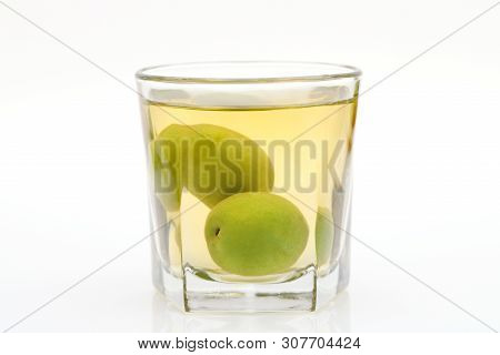 Japanese Plum Wine Called Umeshu On White Background