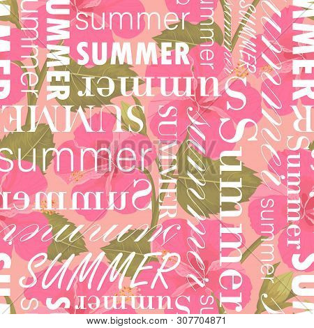 Seamless Pattern With Summer Text, Colotful Vector