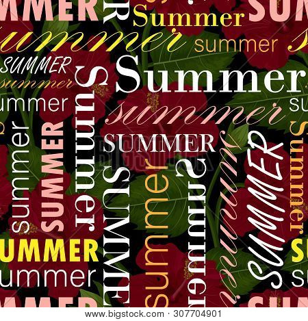 Seamless Pattern With Summer Text, Colotful Vector