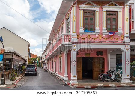 Phuket, Thailand - September 3rd 2013: View Down Soi Romanee. The Architecture Is Sino Portuguese St