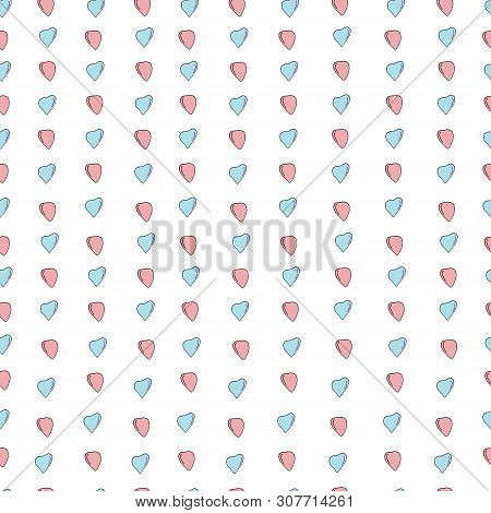 Background Black Hand Draw Vector. Vector Seamless Pattern For A Festive Mood Of Multicolored Hearts