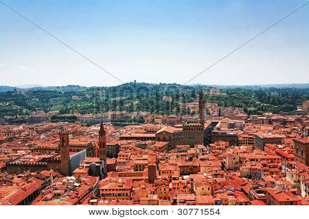 Ilmakuva Firenzen kattojen. Italia