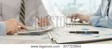 Auditor Team Checking In Financial Statement For Audit Internal Control System. Accounting , Account