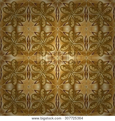 Modern Stylish Texture. Vector - Stock. Seamless Gentle, Spring On Yellow And Brown Colors.