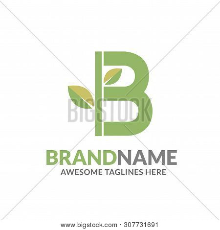 Creative Initial Letter B With Natural Green Leaf Logo Vector Element