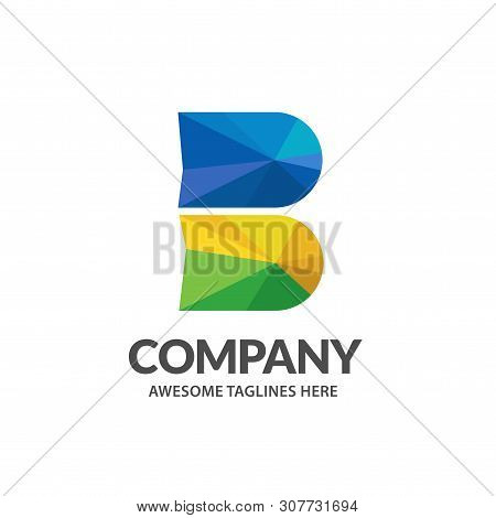 Creative Initial Letter B With Geometric Polygonal Art Style Color Logo Vector