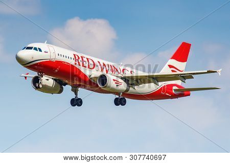 Moscow, Russia - June 21, 2019: Aircraft Airbus A320-232 Vp-bwy Of Red Wings Airline Landing At Domo