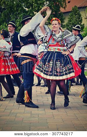 Brno - Bystrc, Czech Republic, June 22, 2019. Traditional Czech Feast. Folk Festival. Girls And Boys