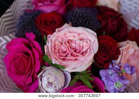 Bouquet Of Flowers On A Leg In The Interior Of The Restaurant For A Celebration Shop Floristry Or We
