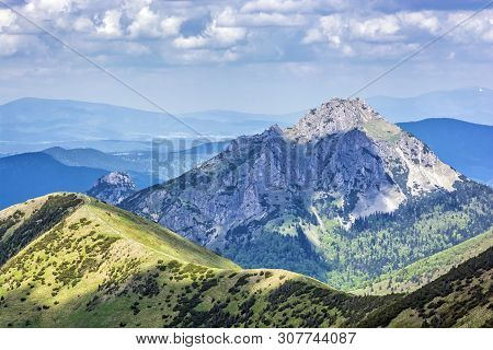 Big Rozsutec Peak And Litlle Rozsutec Peak, Little Fatra, Slovak Republic. Hiking Theme. Seasonal Na