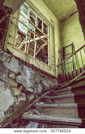 Interior Of Abandoned House In Korytnica Spa, Slovak Republic. Urbex Style.