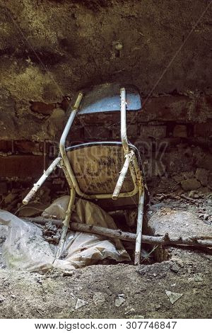 Interior Of Abandoned House In Korytnica Spa, Slovak Republic. Urbex Style.