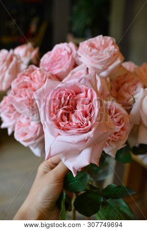 Bouquet Of Flowers On A Leg In The Interior Of The Restaurant For A Celebration Shop Floristry Or We