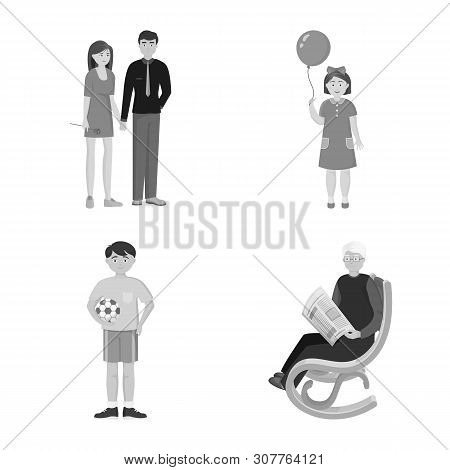 Vector Illustration Of Face And Portrait Logo. Collection Of Face And Happy Vector Icon For Stock.