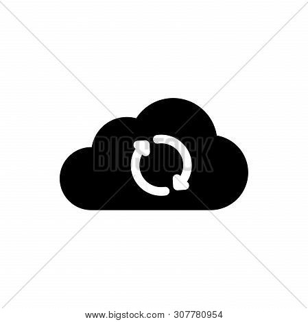 Black Cloud Sync Refresh Icon Isolated On White Background. Cloud And Arrows. Vector Illustration