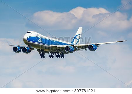 Moscow, Russia - June 21, 2019: Aircraft Boeing 747-8hvf Vq-bgz Of Airbridgecargo Airline Landing At