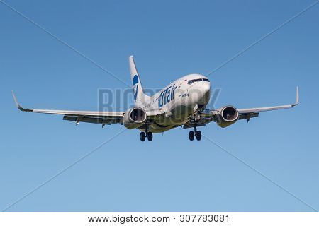 Moscow, Russia - May 19, 2019: Aircraft Boeing 737-524(wl) Vp-bxq Of Utair Aviation Landing At Vnuko